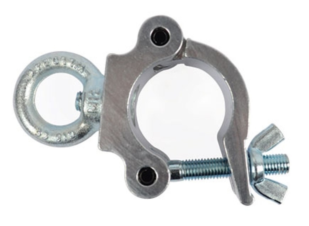 Aluminium bevestigingshaak voor truss met buisdiameter 38~51mm - max. 300kg - met ring - Zwart - ALU CLAMP 301-Eye S