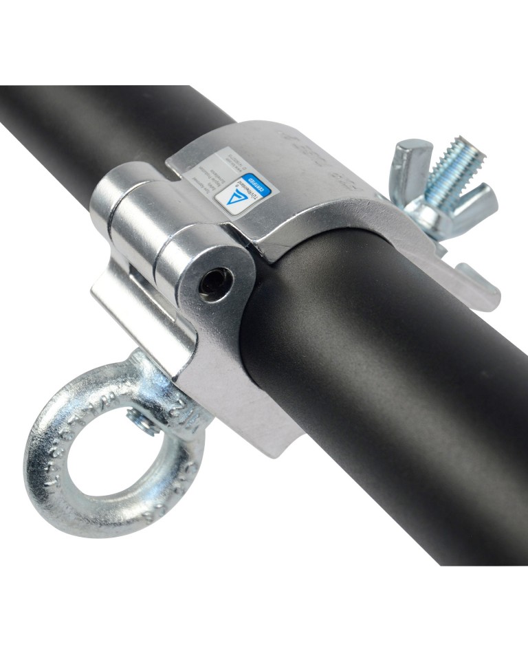 Aluminium bevestigingshaak voor truss met buisdiameter 38~51mm - max. 300kg - met ring - Zwart - ALU CLAMP 301-Eye S
