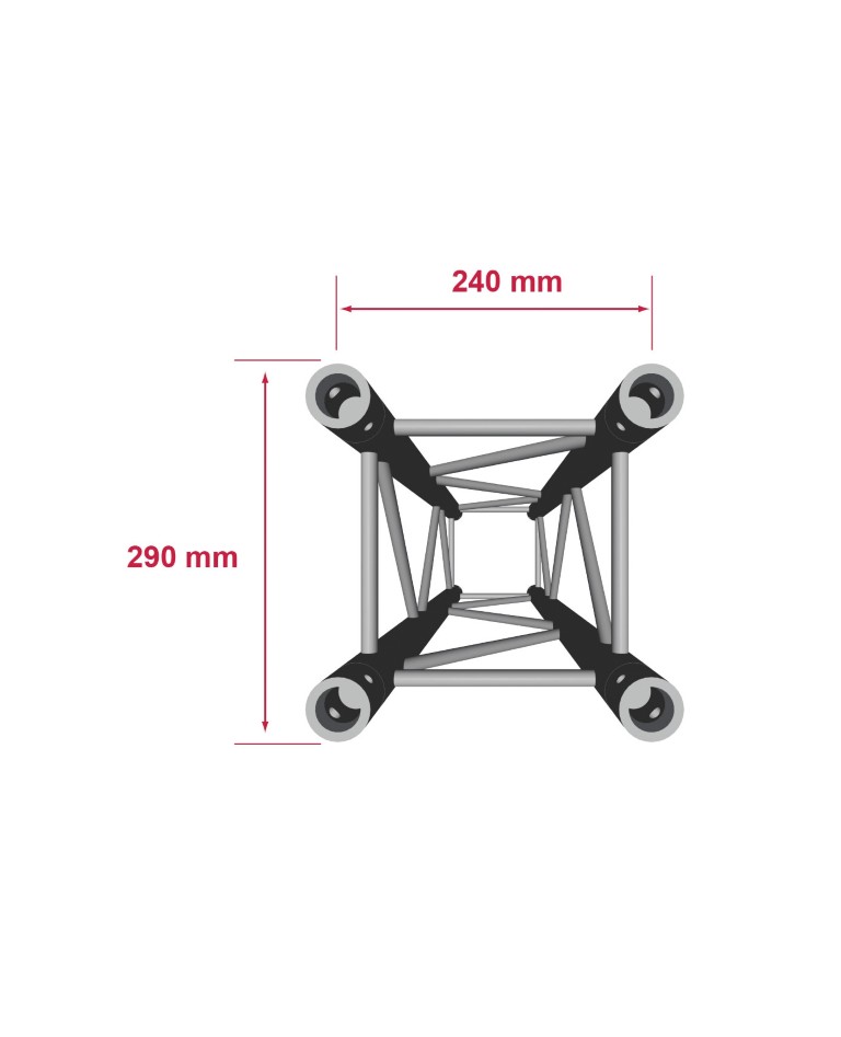ALU TRUSS Quatro 290 – Heavy duty - Lengte: 100cm - Montagekit inbegrepen - QUATRO-100
