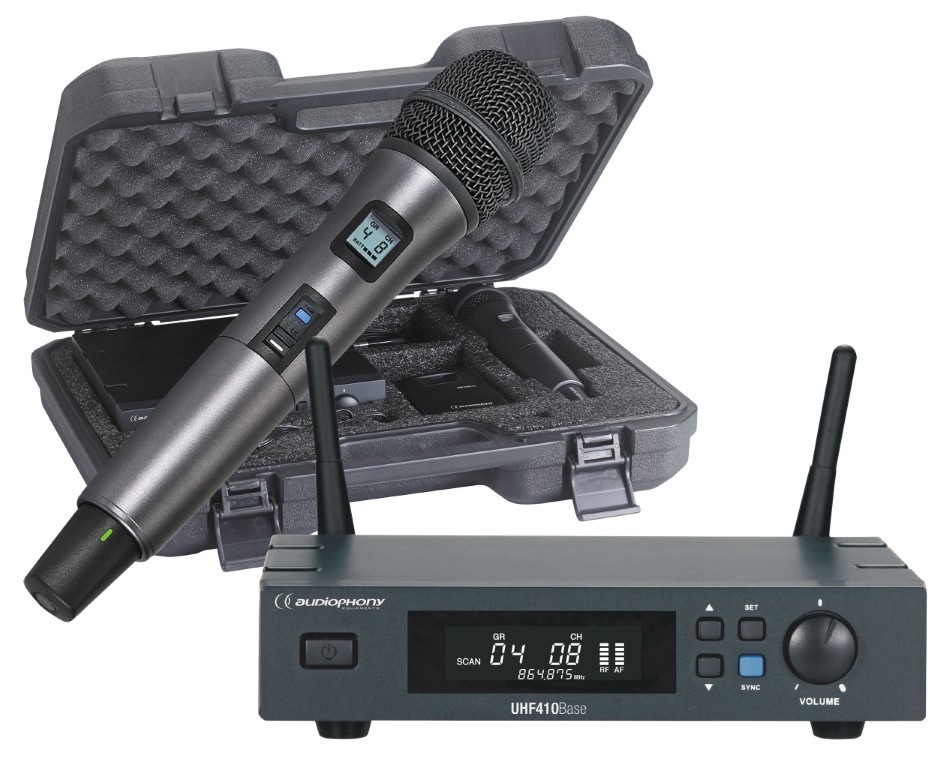 Set met UHF ontvanger, handmicrofoon en transportkoffer - 500MHz - PACK-UHF410-Hand-F5