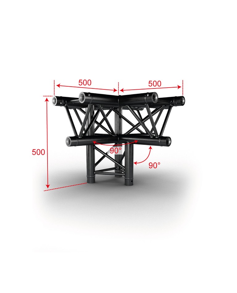 TRUSS TRIO 290 hoekverbinding - Zwart - 90° - 3 richtingen - Hoekpunt naar onder, rechts - Montagekits inbegrepen - AG29-033 blk