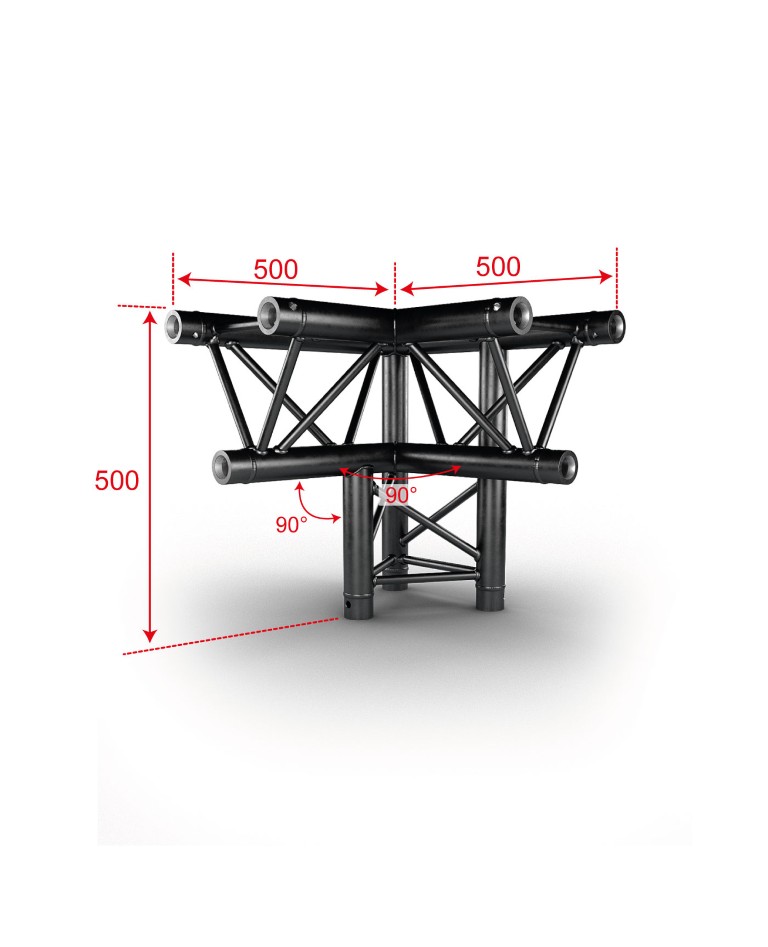 TRUSS TRIO 290 hoekverbinding - Zwart - 90° - 3 richtingen - Hoekpunt naar onder, links - Montagekits inbegrepen - AG29-034 blk