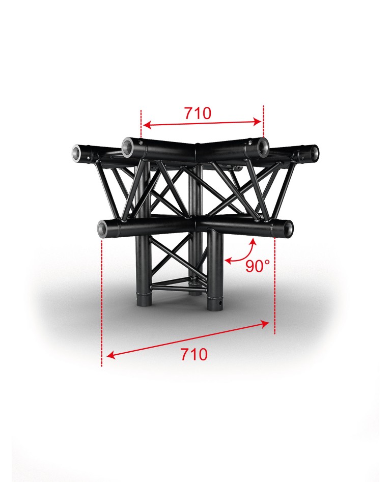 TRUSS TRIO 290 Kruis - Zwart - 4 richtingen + voet - Montagekits inbegrepen - AG29-053 blk