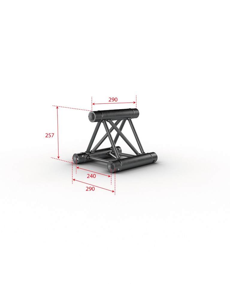 ALU TRUSS Trio 290 - Zwart - Lengte: 29cm - Montagekit inbegrepen - PT29-029 blk