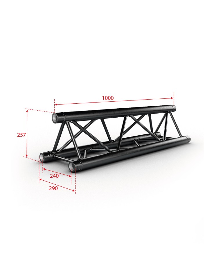 ALU TRUSS Trio 290 - Zwart - Lengte: 100cm - Montagekit inbegrepen - PT29-100 blk