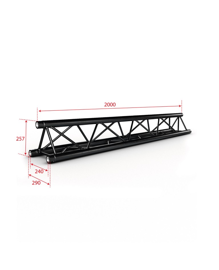 ALU TRUSS Trio 290 - Zwart - Lengte: 200cm - Montagekit inbegrepen - PT29-200 blk
