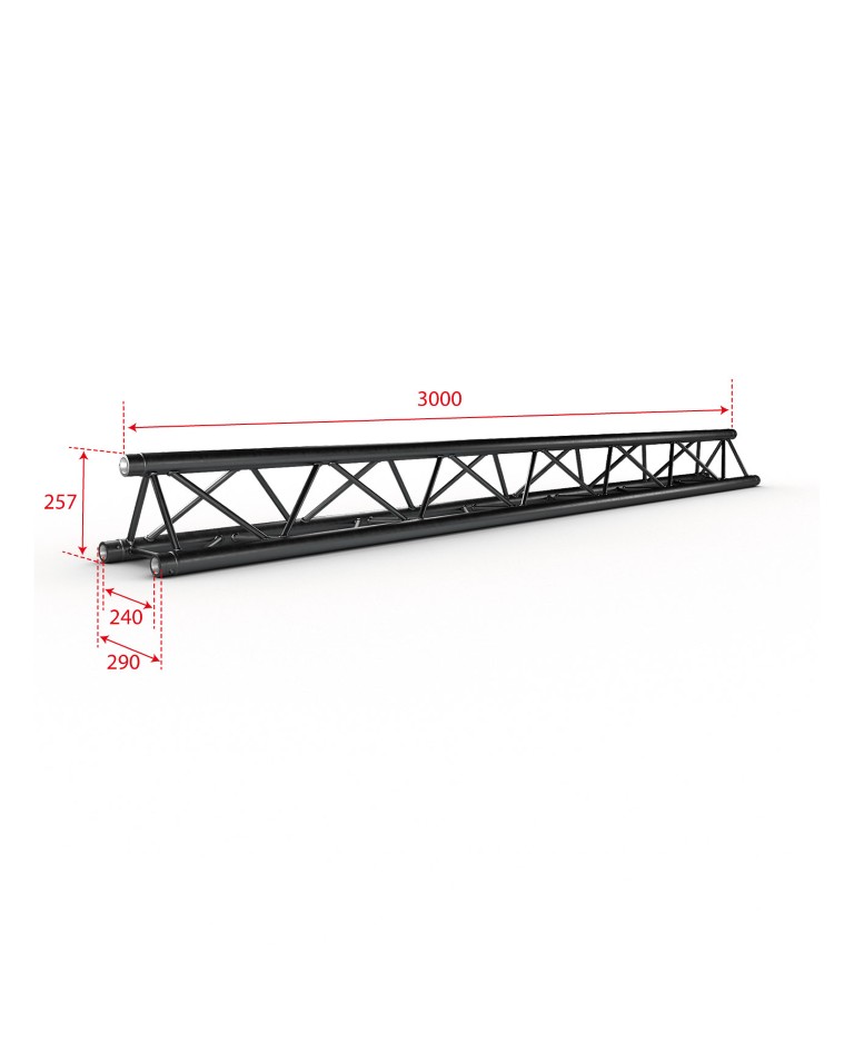 ALU TRUSS Trio 290 - Zwart - Lengte: 300cm - Montagekit inbegrepen - PT29-300 blk