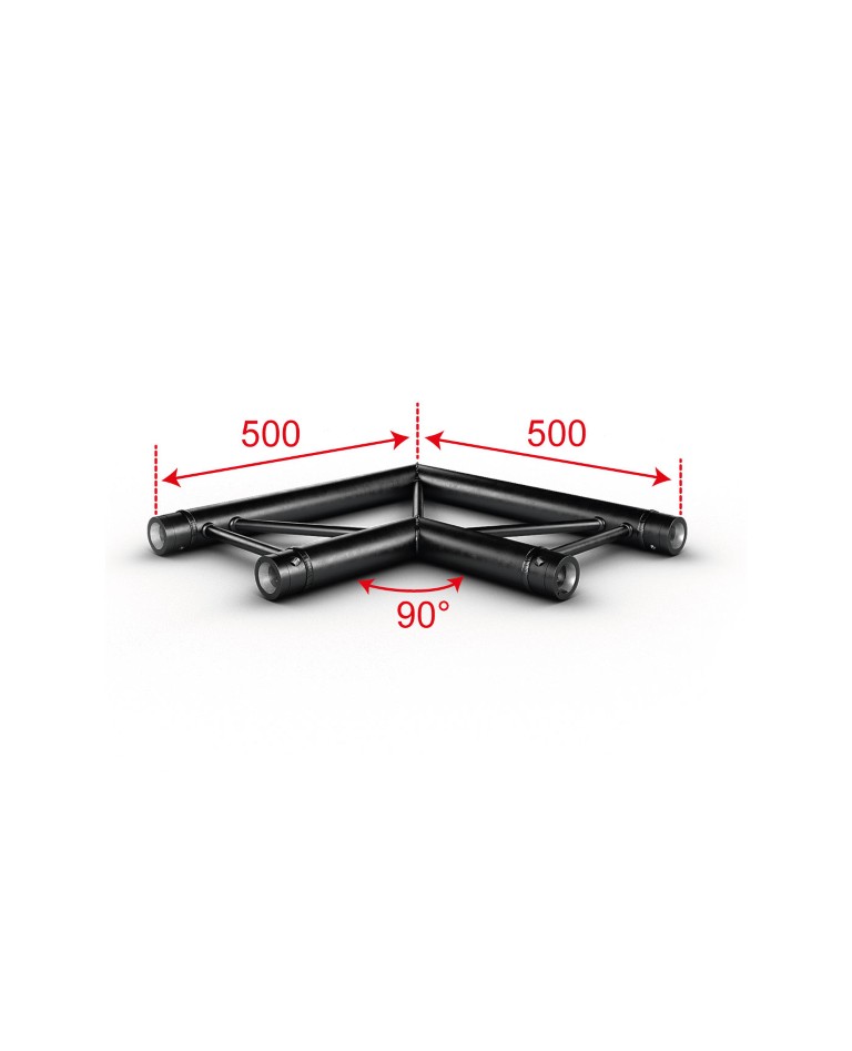 TRUSS DUO290 Hoekverbinding zwart – 2 richtingen – 90° - vlak - Montagekit inbegrepen - AGDUO29-02 blk
