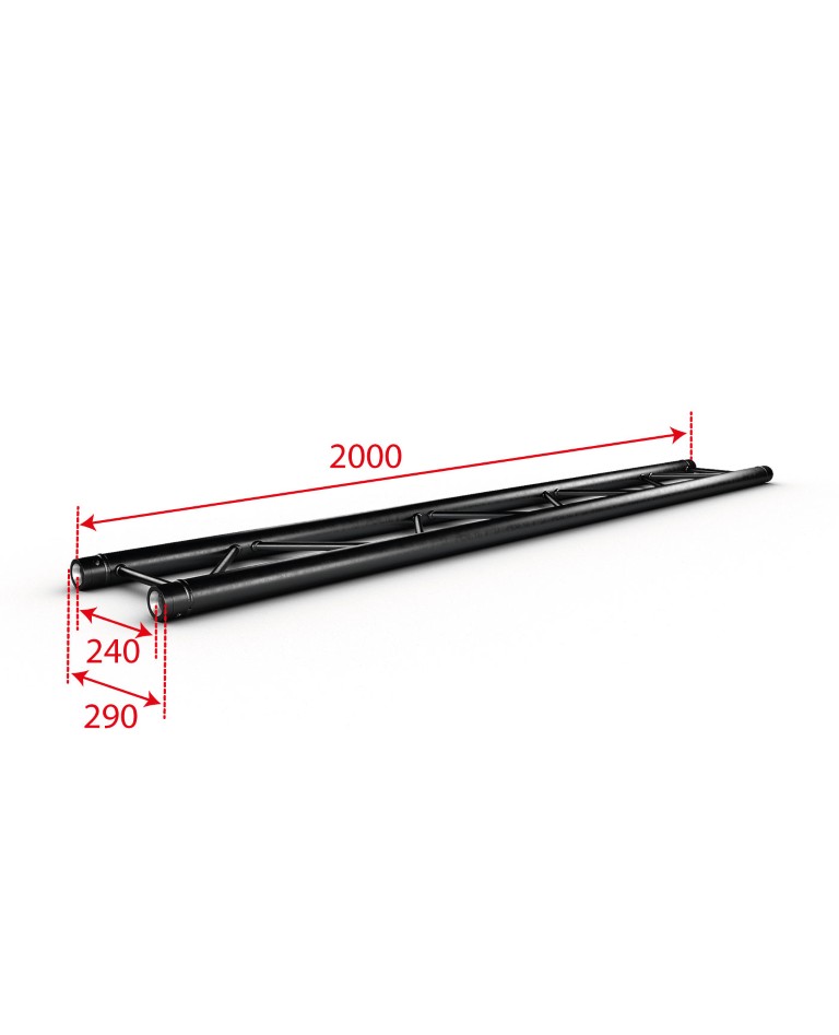 TRUSS DUO290 Aluminium ladderstructuur – Zwart - Lengte: 200cm - Montagekit inbegrepen - DUO29-200 blk
