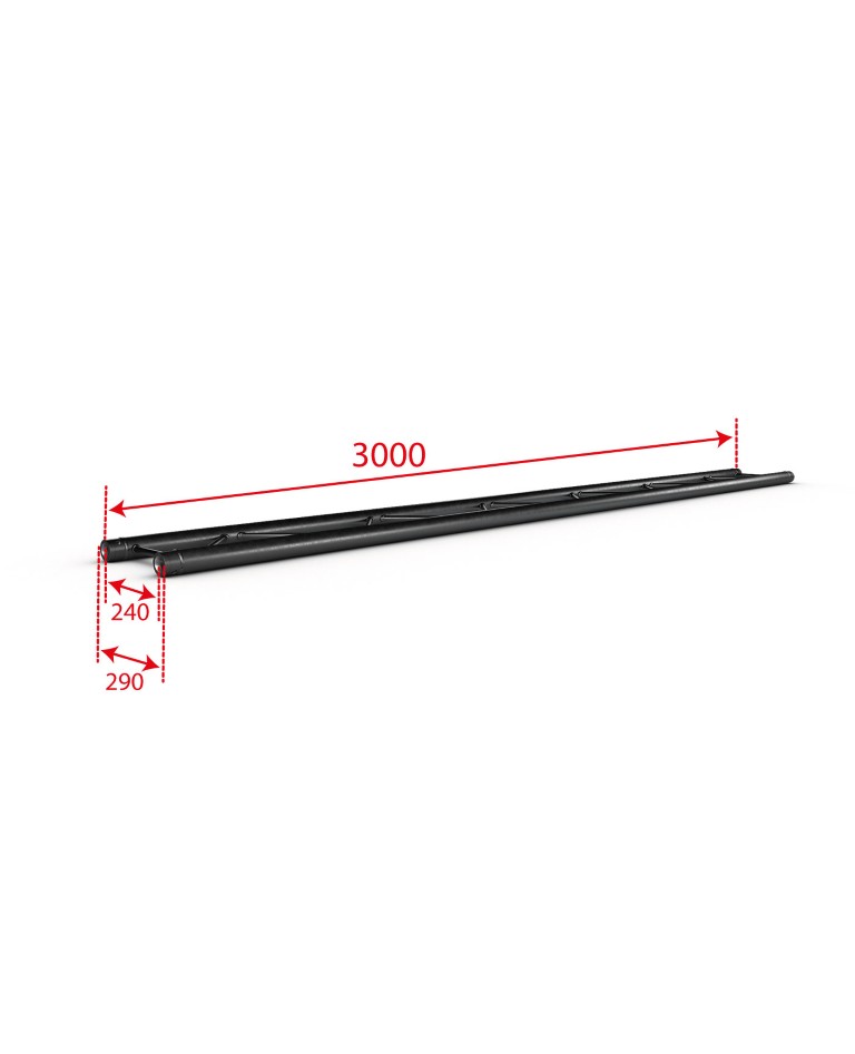 TRUSS DUO290 Aluminium ladderstructuur – Zwart - Lengte: 300cm - Montagekit inbegrepen - DUO29-300 blk