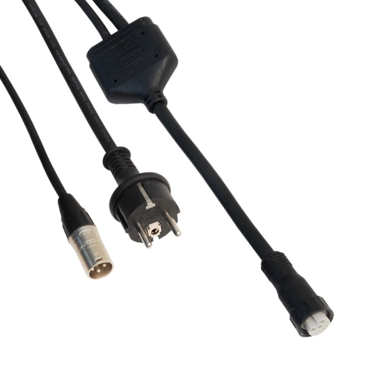 Adapterkabel 1x Shuko + XLR IN naar 1x Hybrid OUT IP67 - VC-ADAPT