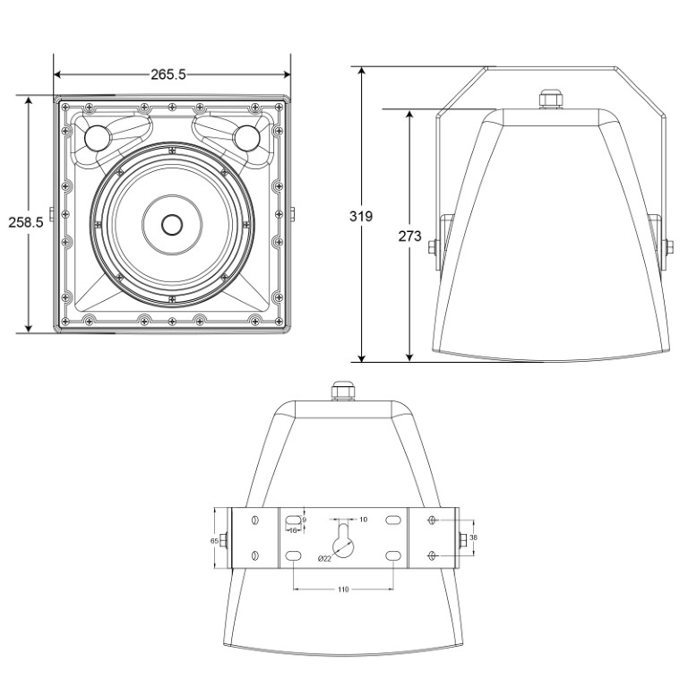 Coaxiale buitenluidspreker 6,5