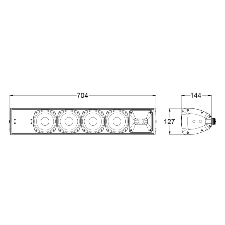 Kolom luidspreker voor buiten 4x4″ + 1″ – 130W RMS – 100V/ 8 Ohms - IP56 - Zwart - EXTLine134B