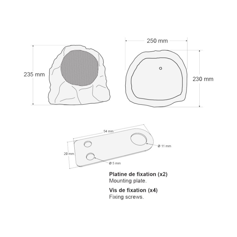 Imitatiesteen buitenluidspreker voor versterker 100V of 8 Ohms - IP66 - 30W - 6,5