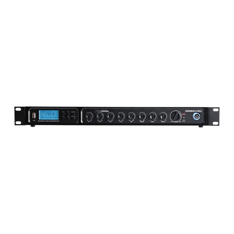 Versterker / Mixer 100V - 240W met geïntegreerde mediaspeler: USB, FM-tuner, Bluetooth en DAB+. - COMBO240Evo