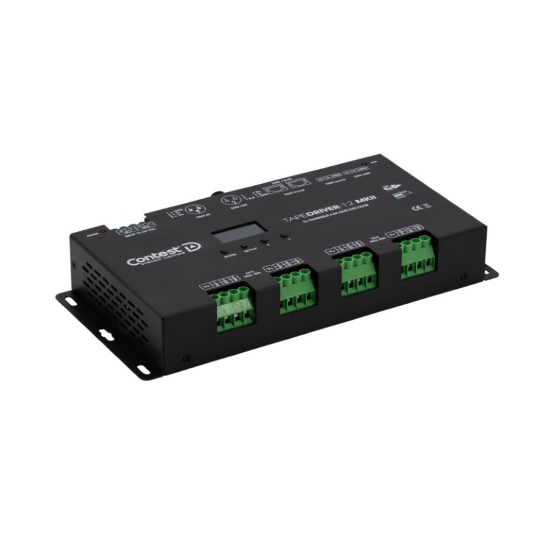 DMX driver 12 kanalen PWM out RGB 12x5A - TAPEDRIVER-12 MKII