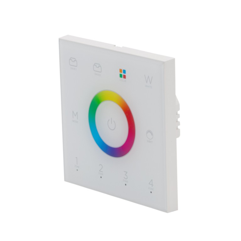 DMX muurcontroller 2,4 GHz met 4 RGB en RGBW zones - witte versie - PILOTctl-4x4 W