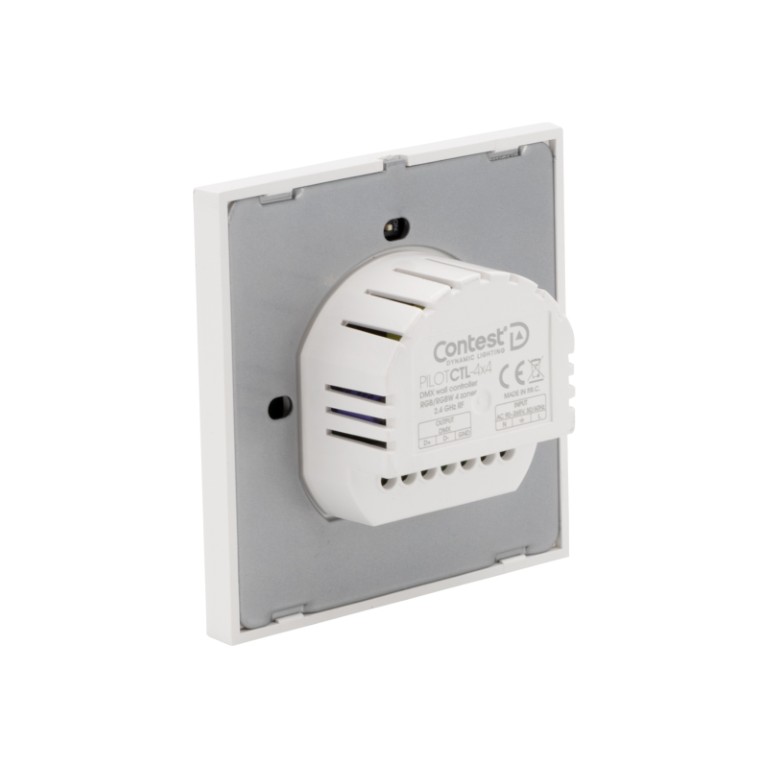 DMX muurcontroller 2,4 GHz met 4 RGB en RGBW zones - witte versie - PILOTctl-4x4 W