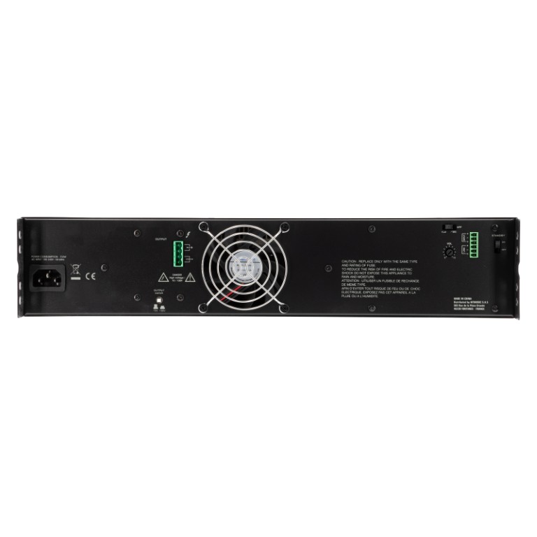 Robuuste klasse D-versterker met hoge impedantie die ideaal is voor vaste installaties: uitgangsvermogen 600W, enkel compatibel met 100V-lijnen - AMP600
