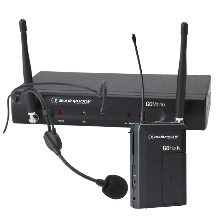 1 GOMono ontvanger + 1 GOBody bodypack zender + 1 GOHead hoofdband microfoon - 600MHz - Pack GO-Head-F6