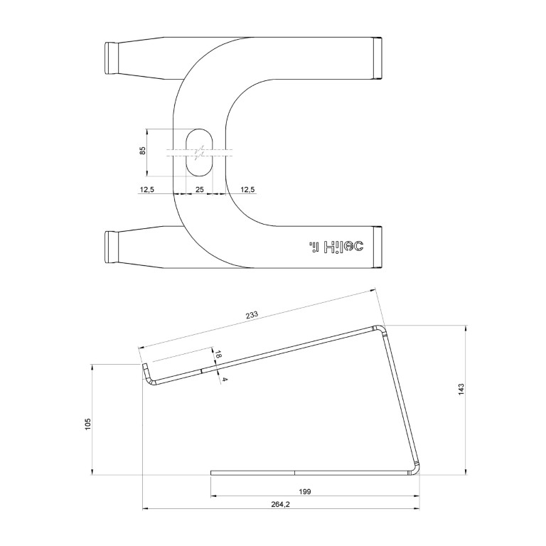 MEDIA5 is een stalen standaard voor laptops of controllers, geleverd met beschermende pads - MEDIA5
