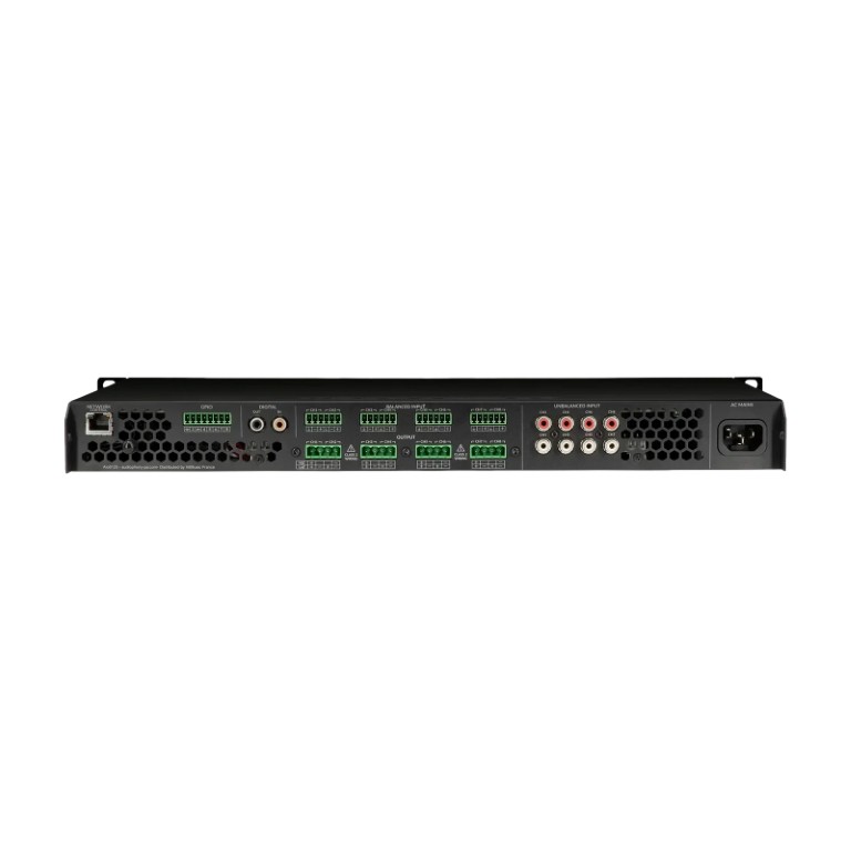 Professionele 8-zone DSP-versterker: 8×125W · 8×8 matrix · 100V / Hi-Z / Bridge - Aio8125