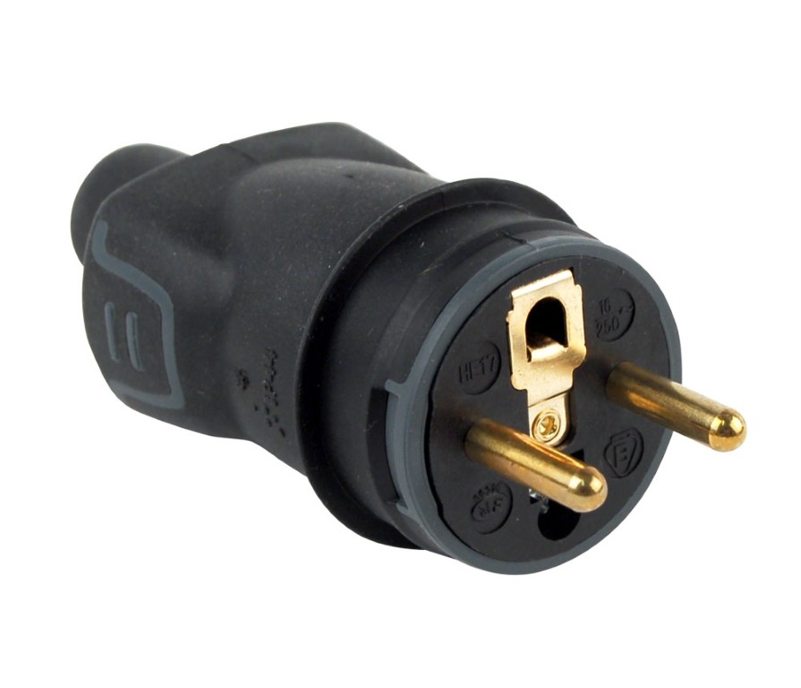 Male rubber plug 2 poles + earth - FIC/CAH/MAL