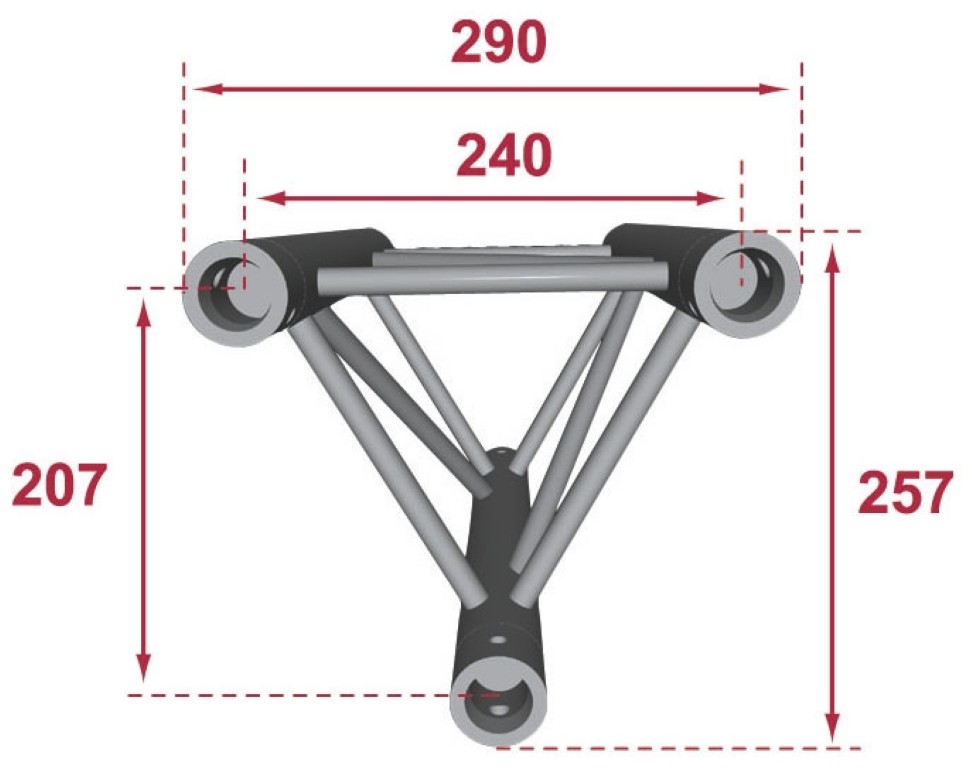ALU TRUSS Trio 290 – Lengte: 300cm - Montagekit inbegrepen - PT29-300