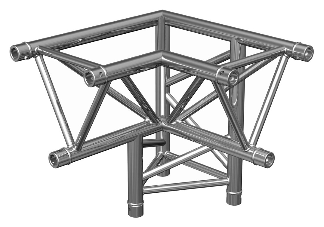 Trio hoekverbinding - 290mm - 90° - 3 richtingen - Hoekpunt naar onder, links - Montagekits inbegrepen - AG29-034