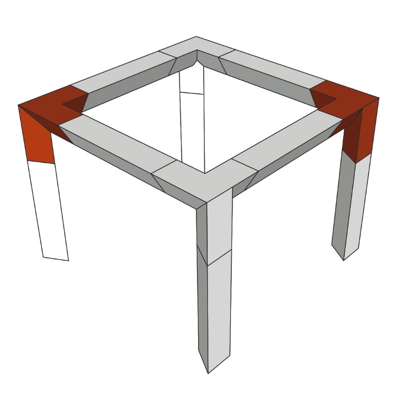Trio hoekverbinding - 290mm - 90° - 3 richtingen - Hoekpunt naar onder, links - Montagekits inbegrepen - AG29-034