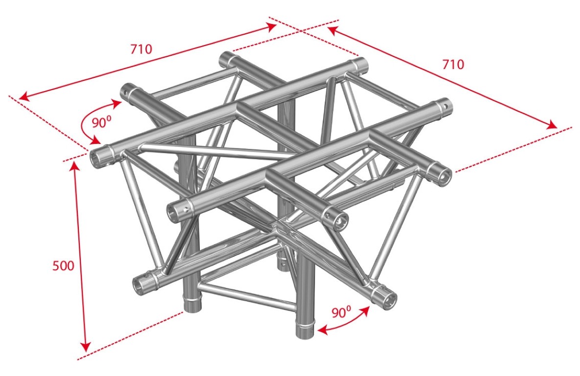 TRIO 290 kruis - 4 richtingen + voet - Montagekits inbegrepen - AG29-053