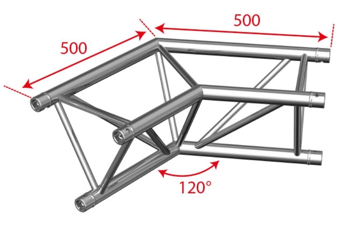 Trio hoekverbinding - 290mm - 120° - 2 richtingen - Montagekit inbegrepen - AG29-022