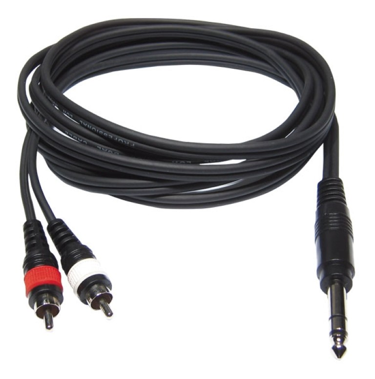 2x 4mm 1x mannelijke stereo Jack / 2x mannelijke RCA kabel - 3m - CL-35/3