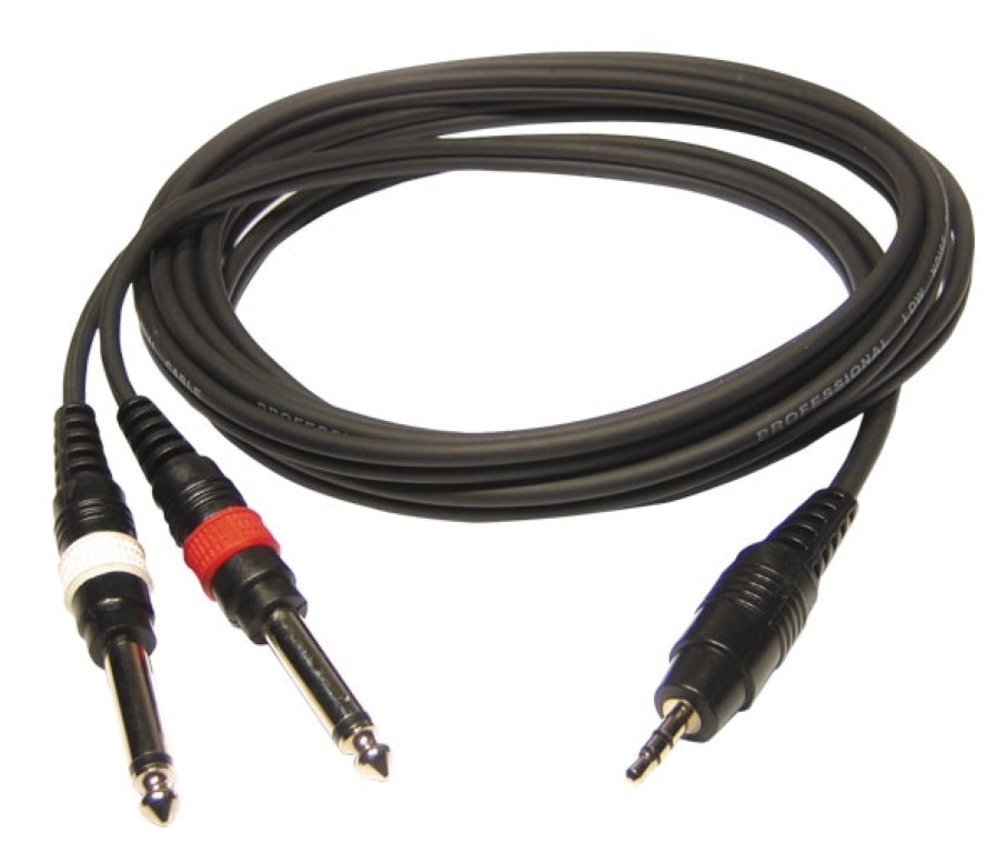1x mannelijke stereo 3.5 mini Jack / 2x mannelijke mono 6.35 Jack kabel - 1.5m - CL-31/1,5