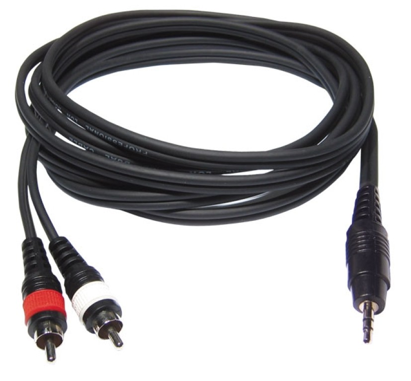 1x mannelijke stereo mini Jack 3.5 / 2x mannelijke RCA kabel - 1.5m - CL-30/1,5