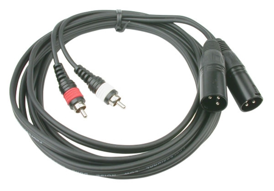 2x 4mm 2x Male XLR / 2x Male RCA line cable - 3m - CL-26/3
