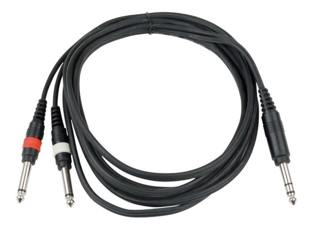 1x mannelijke stereo 6.35 Jack / 2x mannelijke mono 6.35 Jack kabel - 1.5m - CL-36/1,5