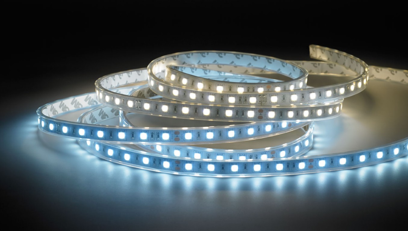 60 LEDs koel helder witte ledstrip met een siliconen beschermhuls – IP67 - PURETAPE6067-COLD