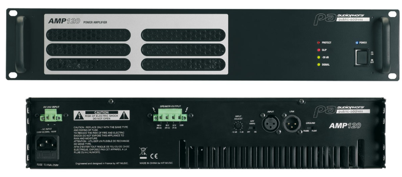 120W Professionele versterker voor 100V installaties - AMP120