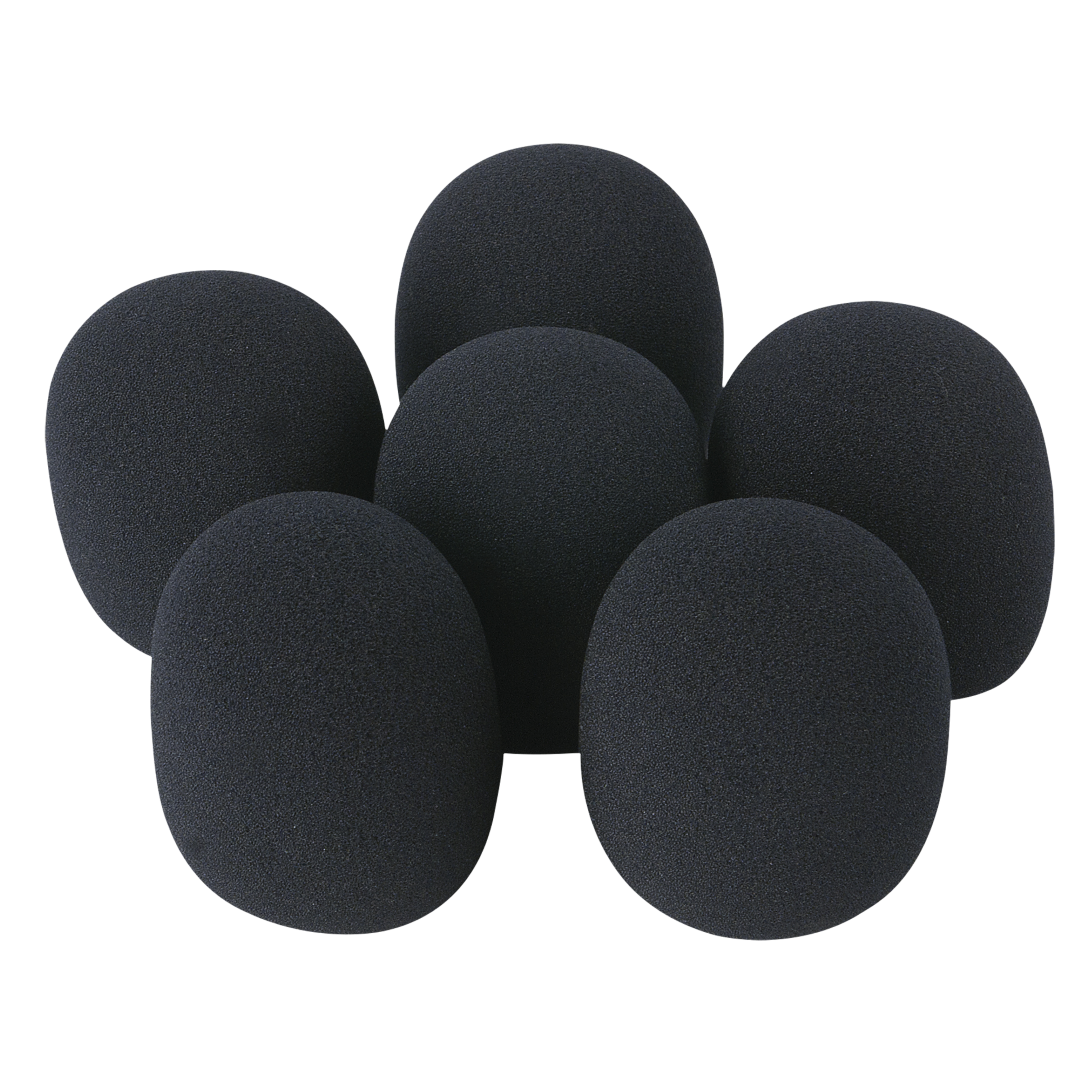 DWS-66 - Mic. Wind Screen Set Plopkapset voor microfoons, 6 stuks, zwart