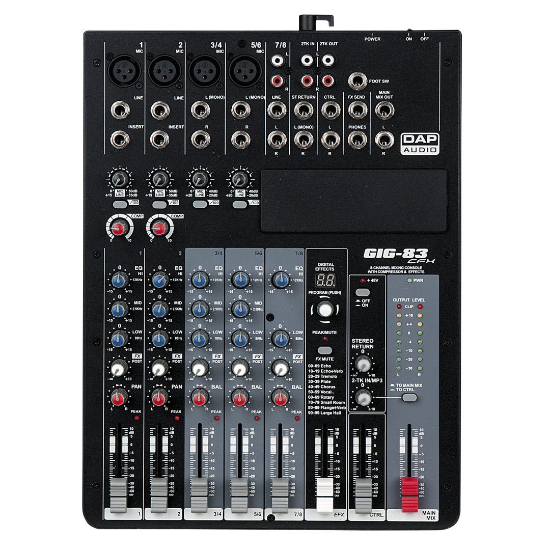 GIG-83CFX 8-kanaals analoog mengpaneel