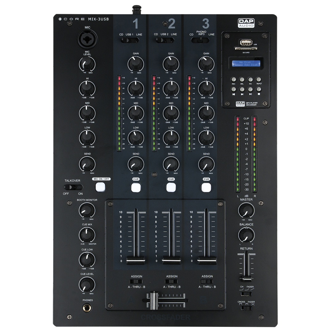 CORE MIX-3 USB 3-kanaals DJ-mixer met USB-interface