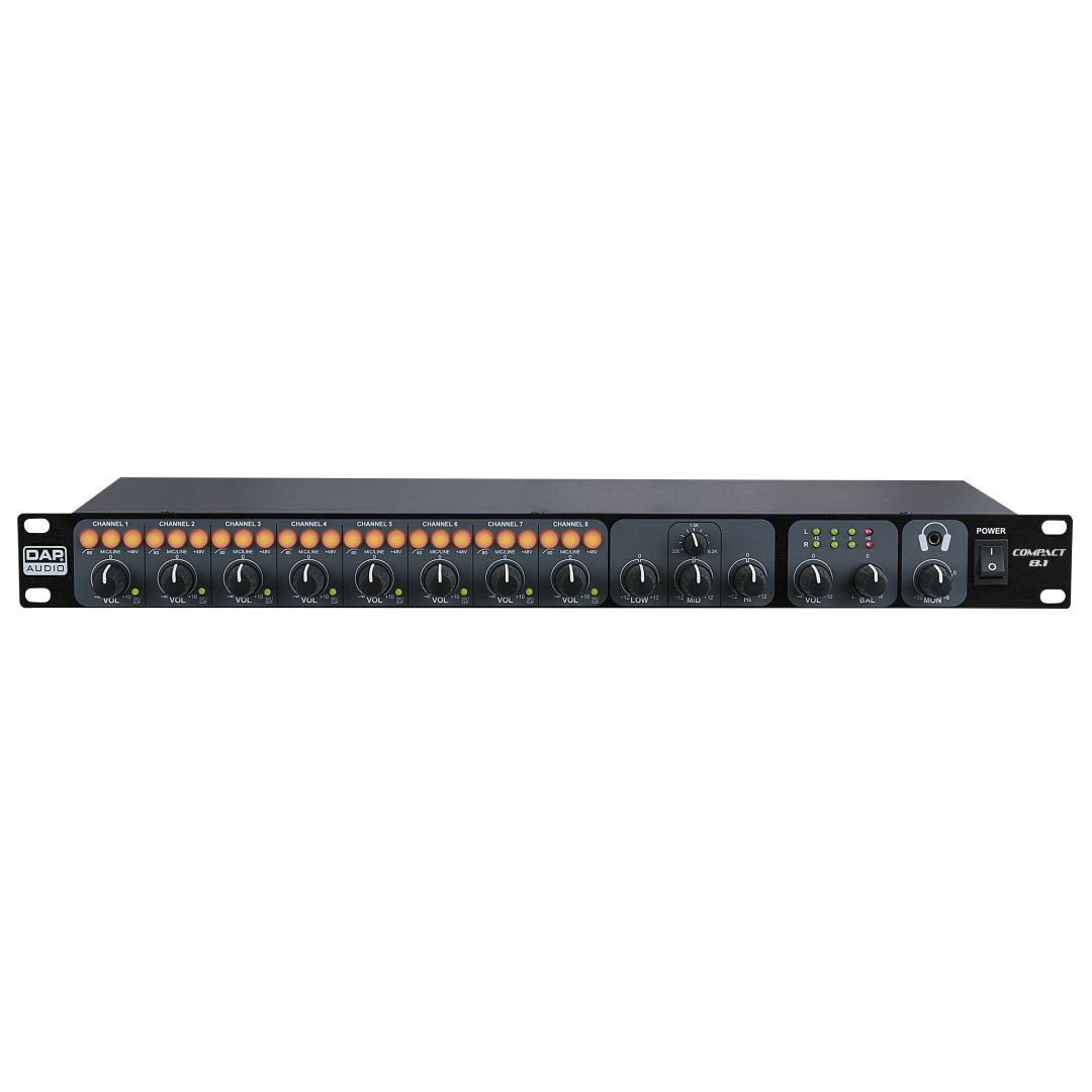 Compact 8.1 8-kanaals 1U installatiemixer - 1 output