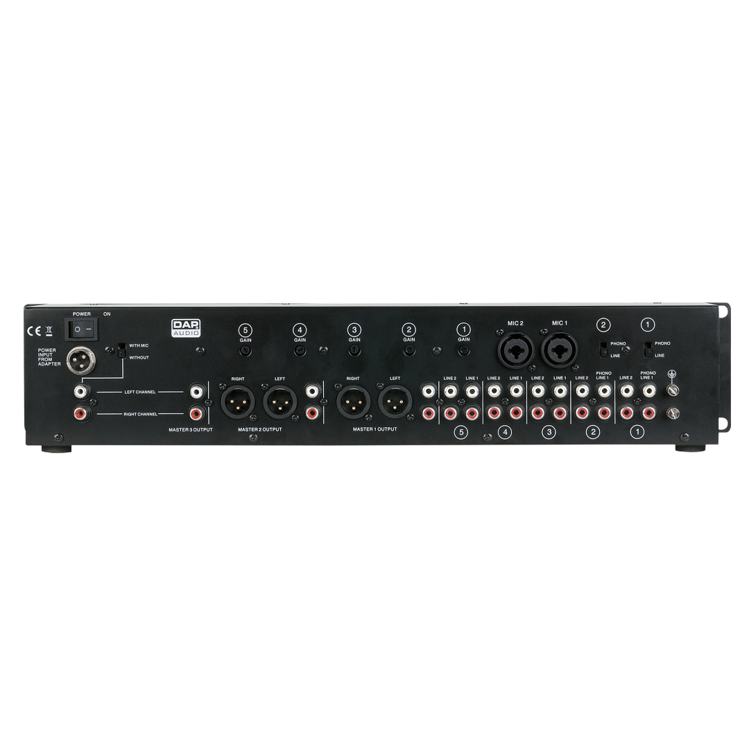 IMIX-7.1 7-kanaals 2U installatiemixer - 3 zones