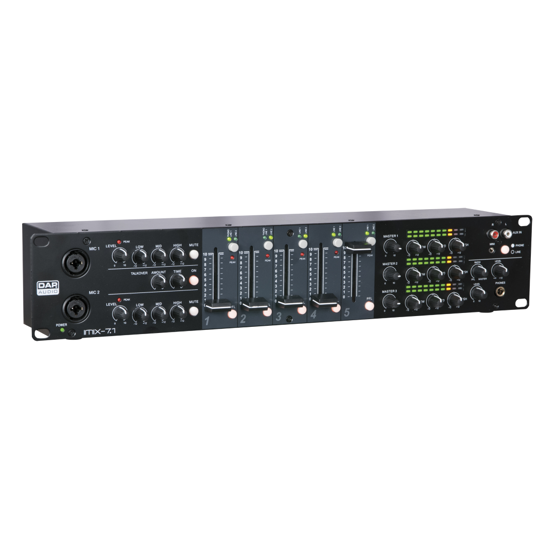 IMIX-7.1 7-kanaals 2U installatiemixer - 3 zones