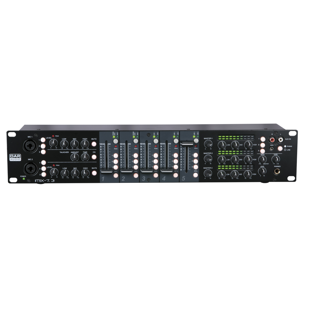 IMIX-7.3 7-kanaals 2U installatiemixer - 3 zones