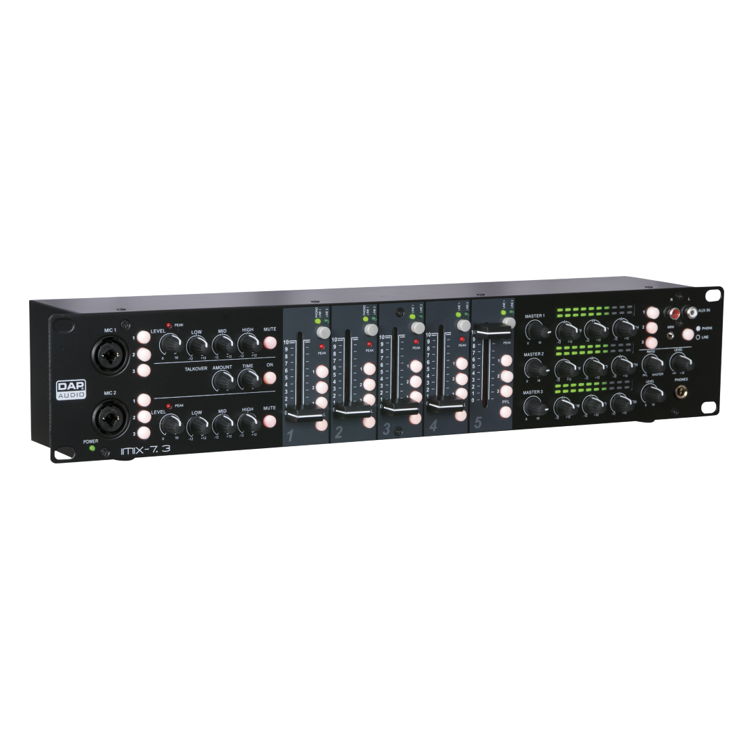 IMIX-7.3 7-kanaals 2U installatiemixer - 3 zones