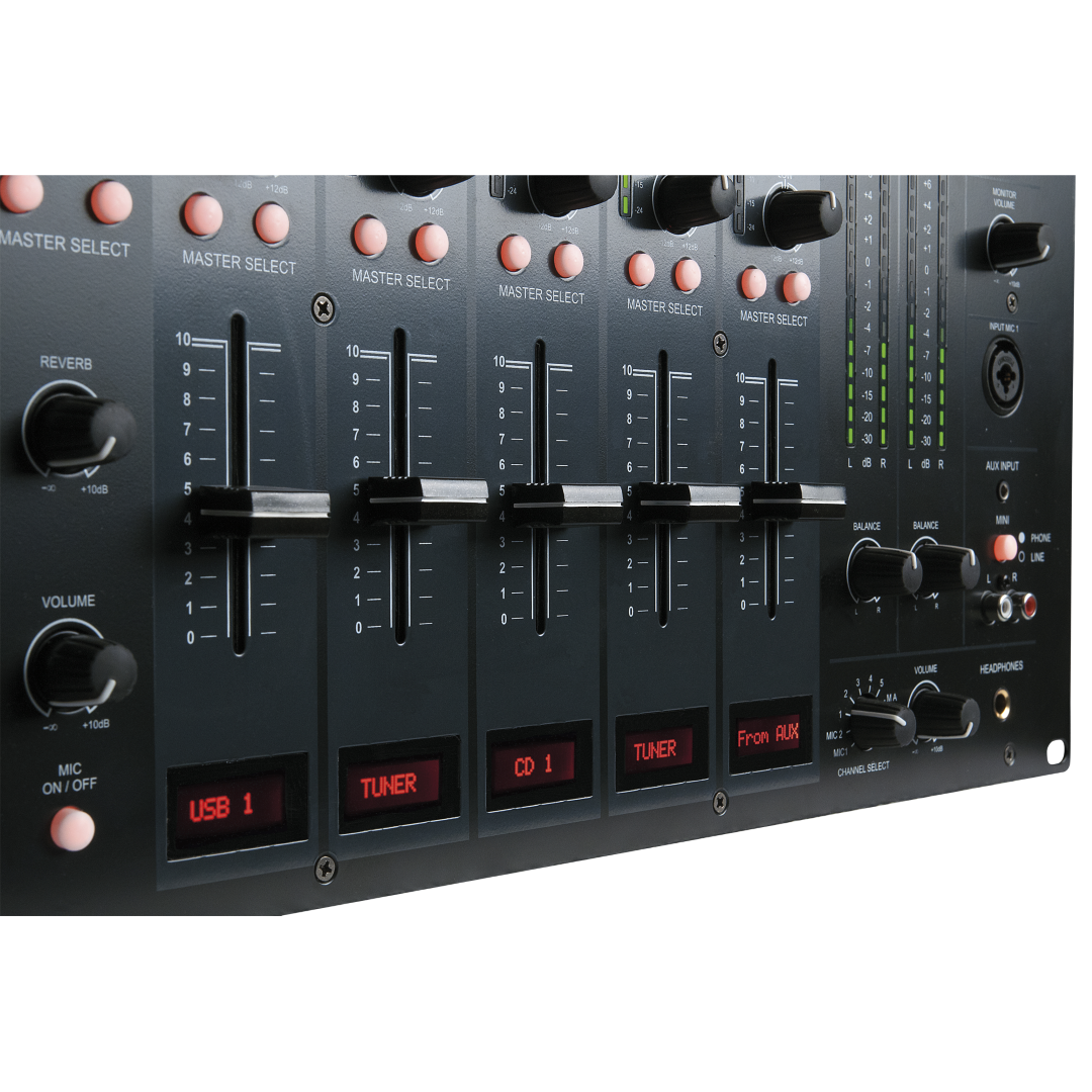 IMIX-7.2 USB 7-kanaals 6U installatiemixer - USB - 2 zones