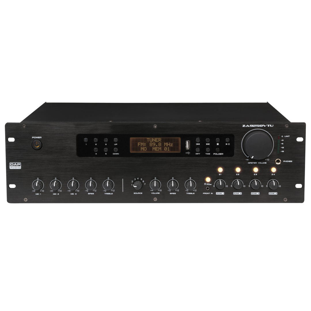 ZA-9250VTU 250 W 100 V 4-Zone Mengversterker met aanpasbare zone volumeniveaus