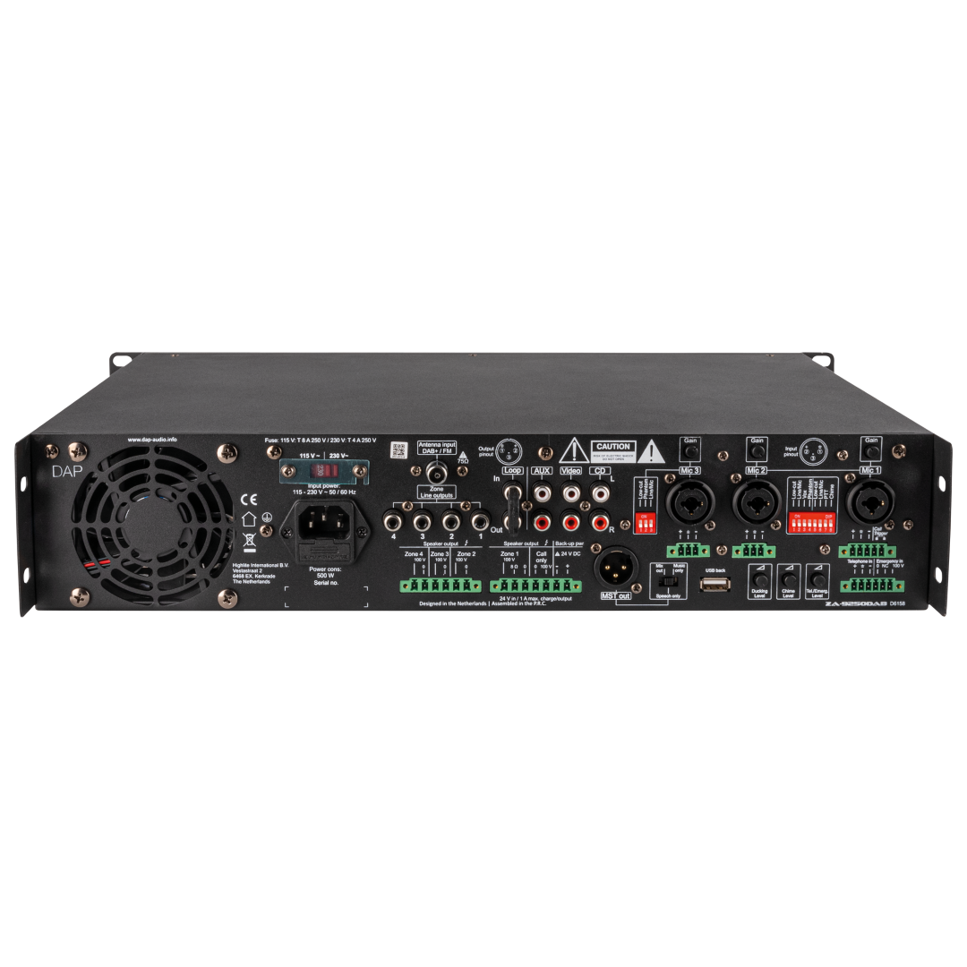 ZA-9250DAB 250 W 100 V 4-Zone Mengversterker